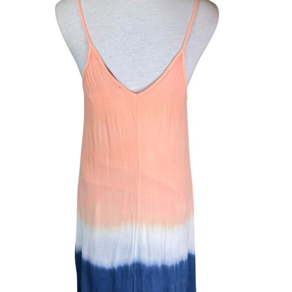 Fraiche by J NWT Peach & Navy Ombre Strappy Flowing Vacation Maxi Dress Cruise - Picture 5 of 10